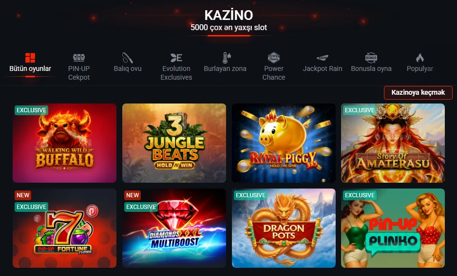 Pin Up kazino Azərbaycan online casino oyunları